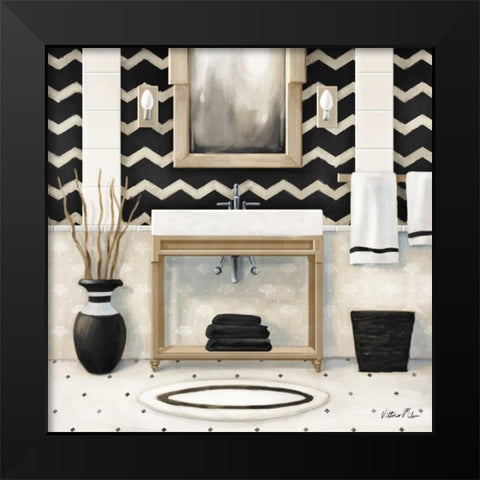 Black and Gold Bath I    Black Modern Wood Framed Art Print by Milan, Vittorio