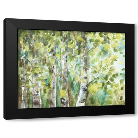 Watercolor Summer Aspens Black Modern Wood Framed Art Print with Double Matting by Tre Sorelle Studios