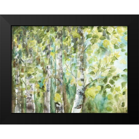 Watercolor Summer Aspens Black Modern Wood Framed Art Print by Tre Sorelle Studios