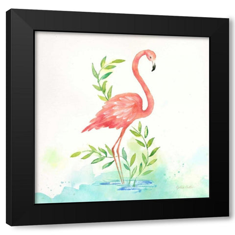 Pink Flamingos I   Black Modern Wood Framed Art Print with Double Matting by Coulter, Cynthia