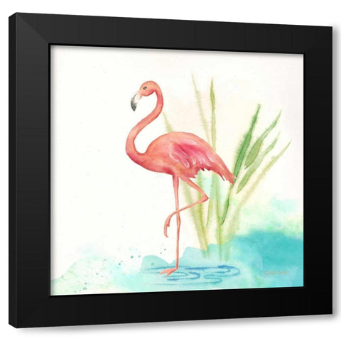 Pink Flamingos II   Black Modern Wood Framed Art Print by Coulter, Cynthia