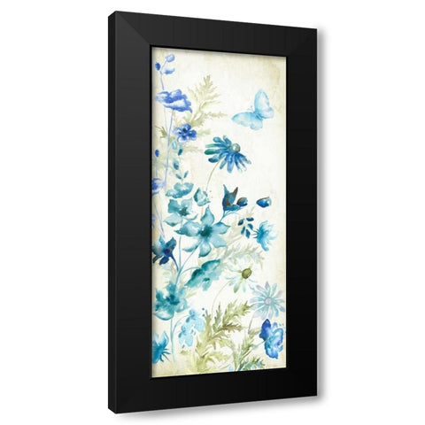 Wildflowers and Butterflies Panel I Black Modern Wood Framed Art Print with Double Matting by Tre Sorelle Studios