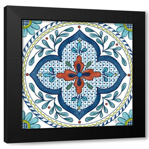 Talavera Azul II    Black Modern Wood Framed Art Print by Nancy Green Design