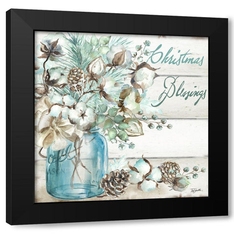 Christmas Blessings Mason Jar square Black Modern Wood Framed Art Print with Double Matting by Tre Sorelle Studios