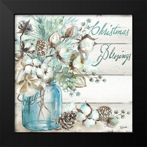 Christmas Blessings Mason Jar square Black Modern Wood Framed Art Print by Tre Sorelle Studios