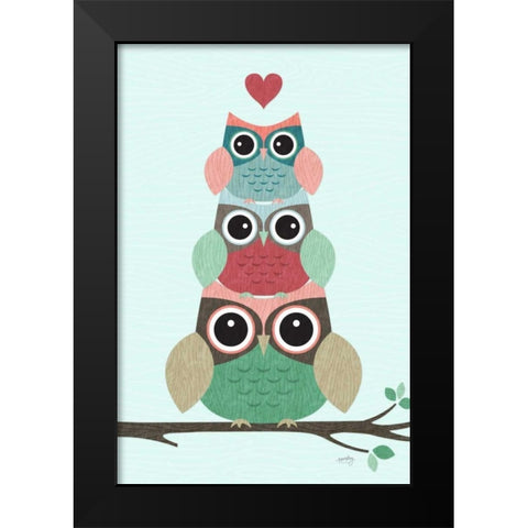 Stacked Owls Black Modern Wood Framed Art Print by Noonday Design