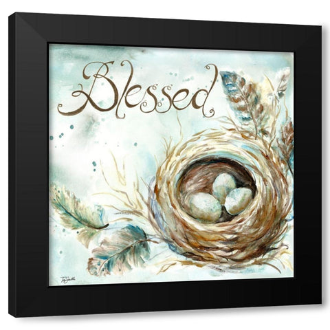 Nest Blessed Black Modern Wood Framed Art Print with Double Matting by Tre Sorelle Studios