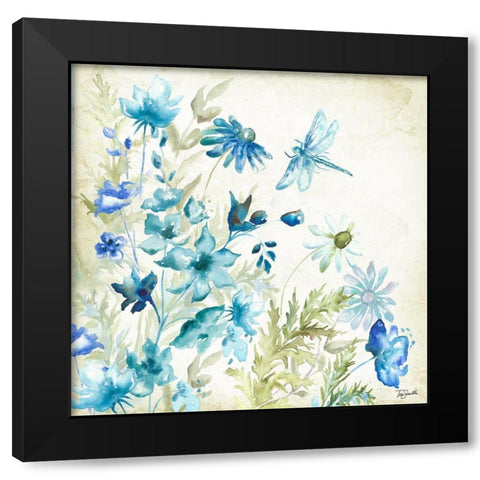 Wildflowers and Butterflies Square I Black Modern Wood Framed Art Print by Tre Sorelle Studios