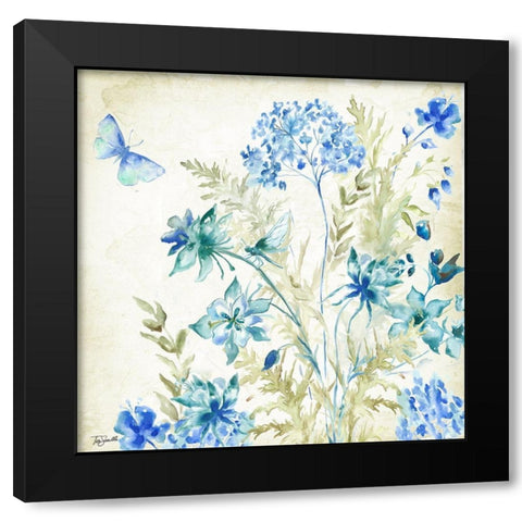 Wildflowers and Butterflies Square II Black Modern Wood Framed Art Print with Double Matting by Tre Sorelle Studios