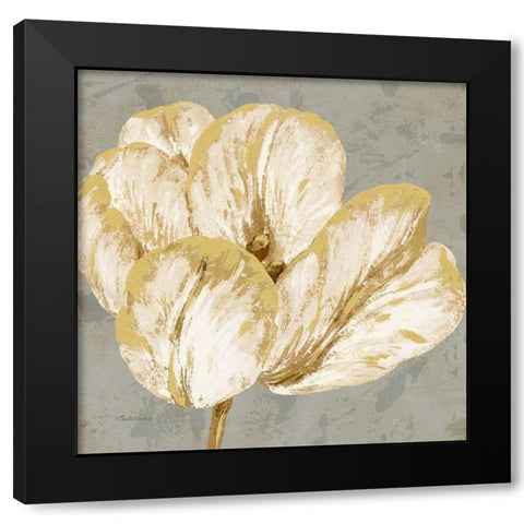 Floral Fresco Grey I Black Modern Wood Framed Art Print with Double Matting by Gladding, Pamela
