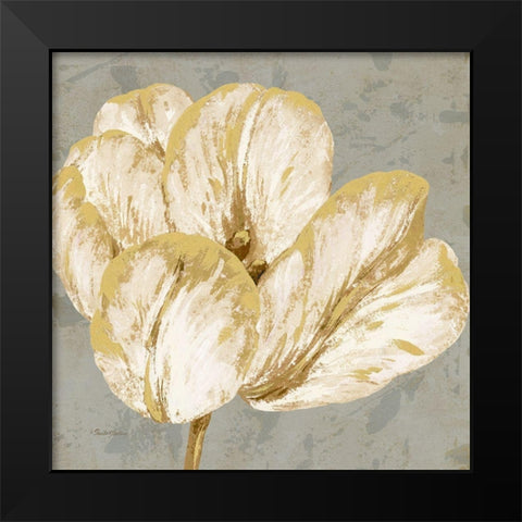 Floral Fresco Grey I Black Modern Wood Framed Art Print by Gladding, Pamela