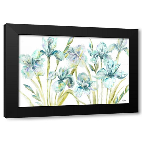 Watercolor Iris Landscape  Black Modern Wood Framed Art Print with Double Matting by Tre Sorelle Studios