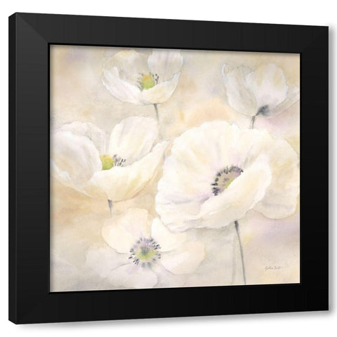 White Poppies II   Black Modern Wood Framed Art Print by Coulter, Cynthia