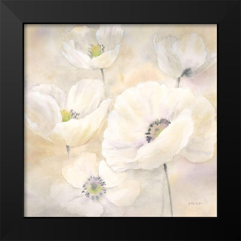 White Poppies II   Black Modern Wood Framed Art Print by Coulter, Cynthia