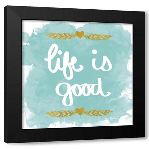 Life and Love Blue I  Black Modern Wood Framed Art Print with Double Matting by Harbick, Nicole