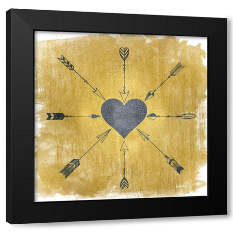 Straight to the Heart Gold  Black Modern Wood Framed Art Print with Double Matting by Harbick, Nicole