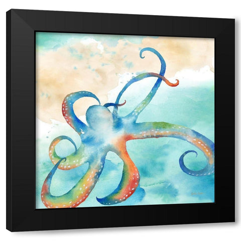 Sea Splash Octopus    Black Modern Wood Framed Art Print by Coulter, Cynthia