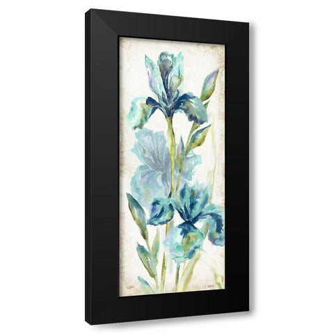 Watercolor Iris Panel REV I Black Modern Wood Framed Art Print with Double Matting by Tre Sorelle Studios