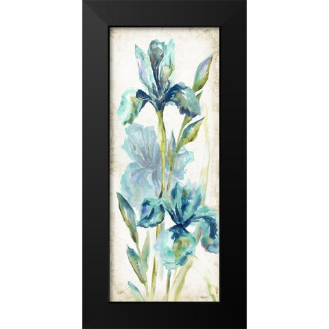 Watercolor Iris Panel REV I Black Modern Wood Framed Art Print by Tre Sorelle Studios