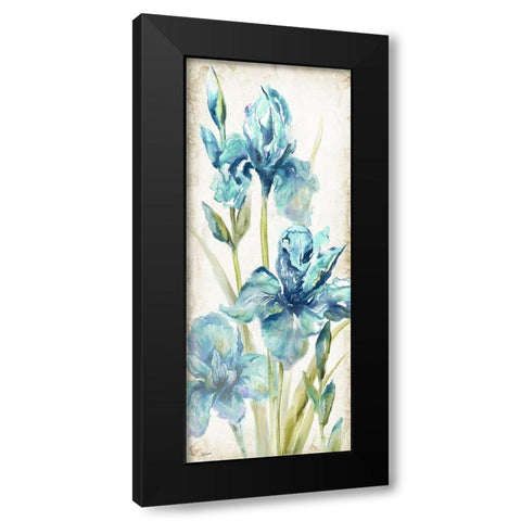 Watercolor Iris Panel REV II  Black Modern Wood Framed Art Print by Tre Sorelle Studios