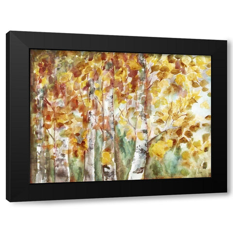 Watercolor Fall Aspens Black Modern Wood Framed Art Print with Double Matting by Tre Sorelle Studios