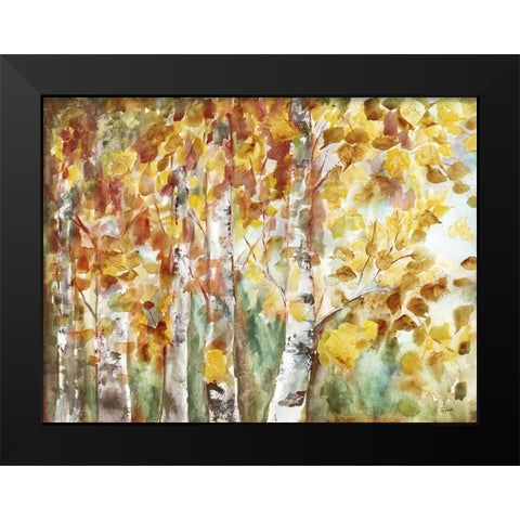 Watercolor Fall Aspens Black Modern Wood Framed Art Print by Tre Sorelle Studios