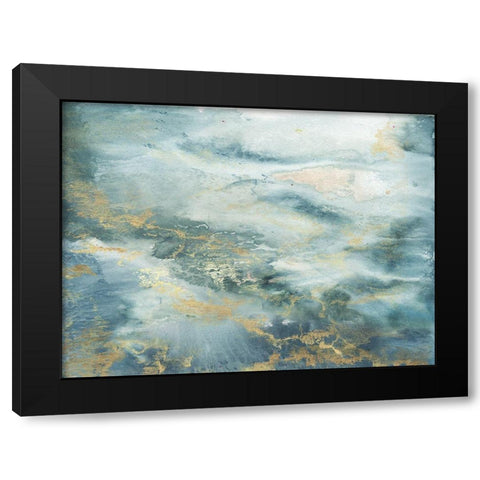 Blue Watercolor Abstract Black Modern Wood Framed Art Print with Double Matting by Tre Sorelle Studios