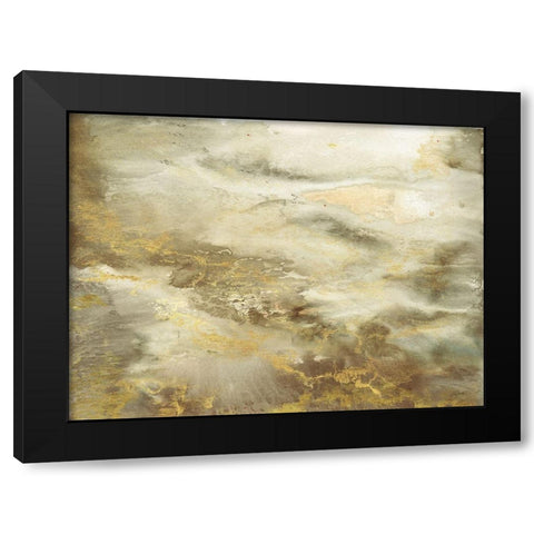 Taupe Watercolor Abstract Black Modern Wood Framed Art Print with Double Matting by Tre Sorelle Studios