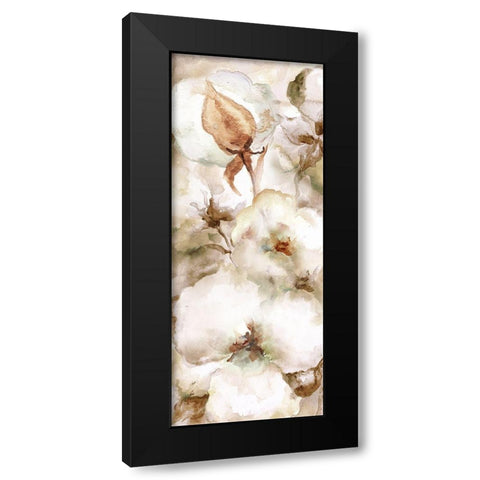 Cotton Boll Panel I Black Modern Wood Framed Art Print with Double Matting by Tre Sorelle Studios