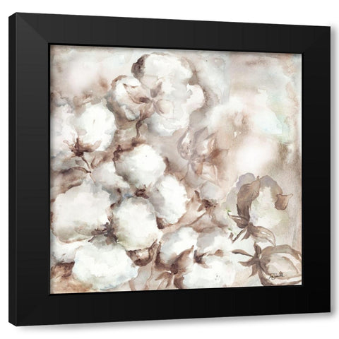 Cotton Boll Triptych I Black Modern Wood Framed Art Print with Double Matting by Tre Sorelle Studios