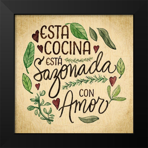 Kitchen Memories Spanish I Black Modern Wood Framed Art Print by Noonday Designs