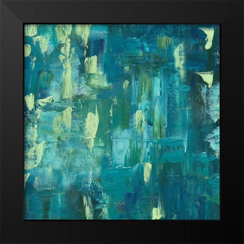 Shades of Teal Black Modern Wood Framed Art Print by Tre Sorelle Studios