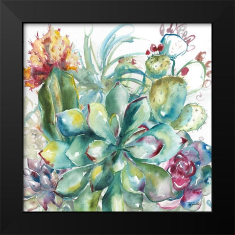 Succulent Garden Watercolor I Black Modern Wood Framed Art Print by Tre Sorelle Studios