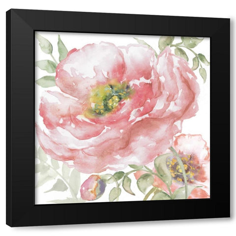 Poppy Romance I Black Modern Wood Framed Art Print with Double Matting by Tre Sorelle Studios