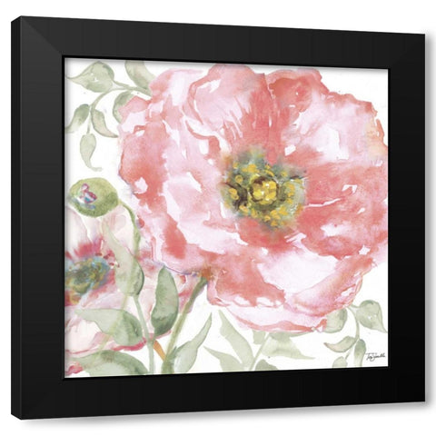 Poppy Romance II Black Modern Wood Framed Art Print by Tre Sorelle Studios