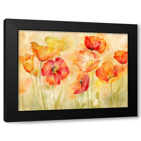 Watercolor Poppy Meadow Spice Landscape Black Modern Wood Framed Art Print by Coulter, Cynthia