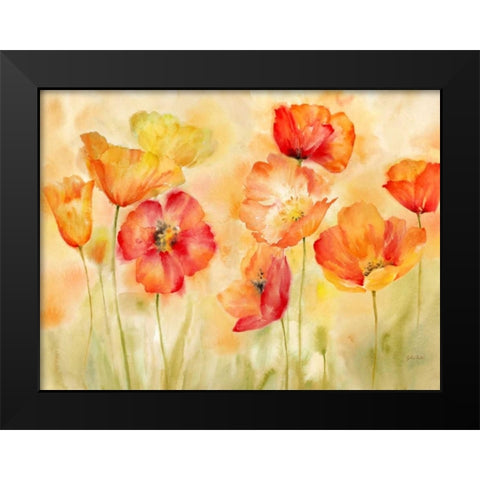 Watercolor Poppy Meadow Spice Landscape Black Modern Wood Framed Art Print by Coulter, Cynthia