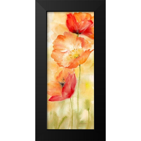 Watercolor Poppy  Meadow Spice Panel II Black Modern Wood Framed Art Print by Coulter, Cynthia