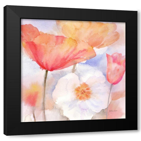 Watercolor Poppy Meadow Pastel I Black Modern Wood Framed Art Print by Coulter, Cynthia