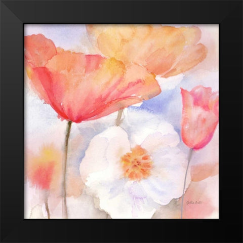 Watercolor Poppy Meadow Pastel I Black Modern Wood Framed Art Print by Coulter, Cynthia