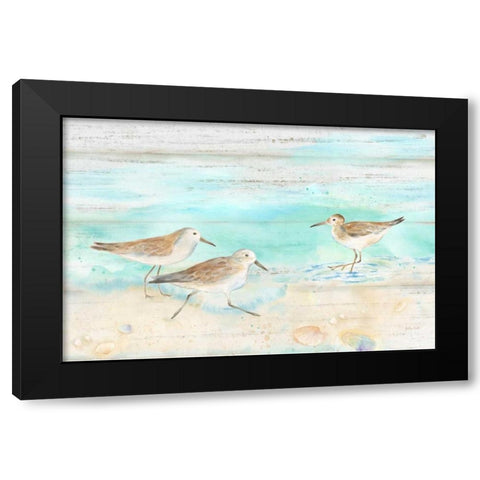 Sandpiper Beach Landscape Black Modern Wood Framed Art Print with Double Matting by Coulter, Cynthia