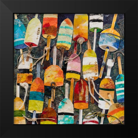 Buoy Collage Square Black Modern Wood Framed Art Print by Green, Edith