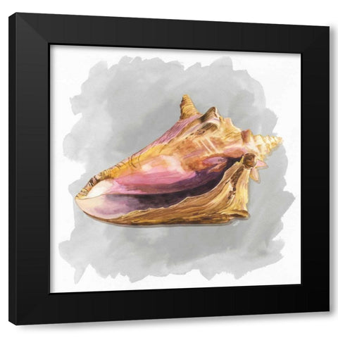 Shells on Grey II Black Modern Wood Framed Art Print with Double Matting by Reed, Tara