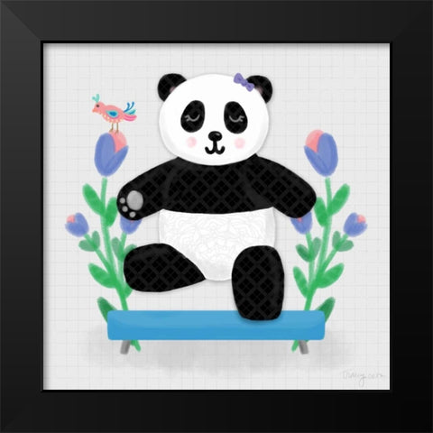 Tumbling Pandas I Black Modern Wood Framed Art Print by Noonday Design