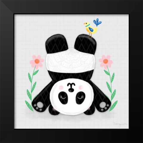 Tumbling Pandas II Black Modern Wood Framed Art Print by Noonday Design