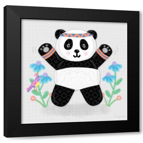 Tumbling Pandas III Black Modern Wood Framed Art Print by Noonday Design