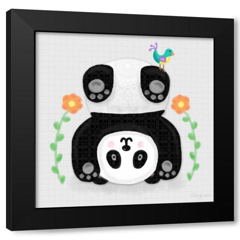 Tumbling Pandas IV Black Modern Wood Framed Art Print with Double Matting by Noonday Design