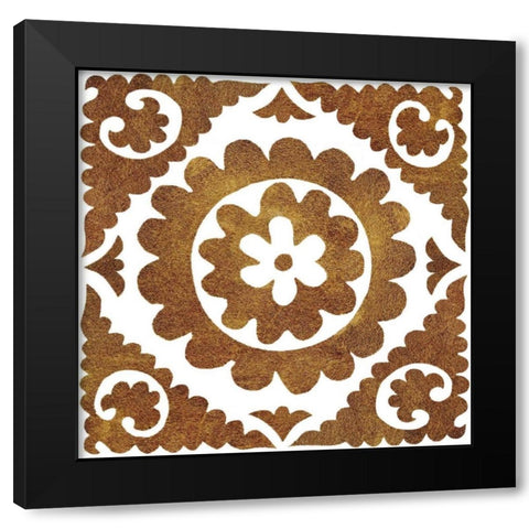 Golden Opportunity Suzani IV Black Modern Wood Framed Art Print with Double Matting by Nancy Green Design