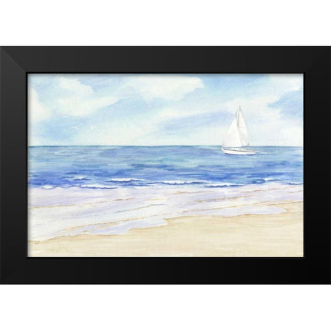 Sailboat and Seagulls II Black Modern Wood Framed Art Print by Reed, Tara