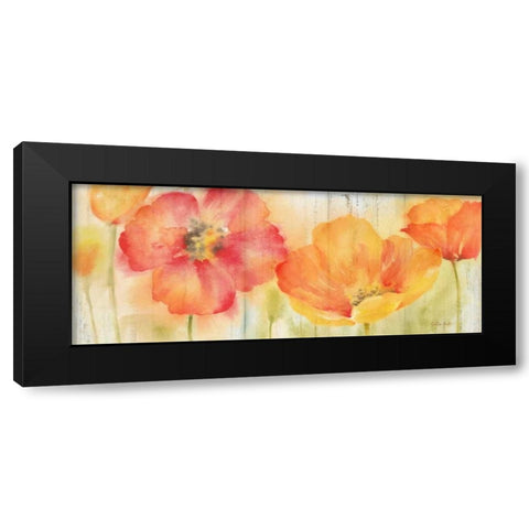 Poppy Meadow Spice Woodgrain Panel Black Modern Wood Framed Art Print with Double Matting by Coulter, Cynthia
